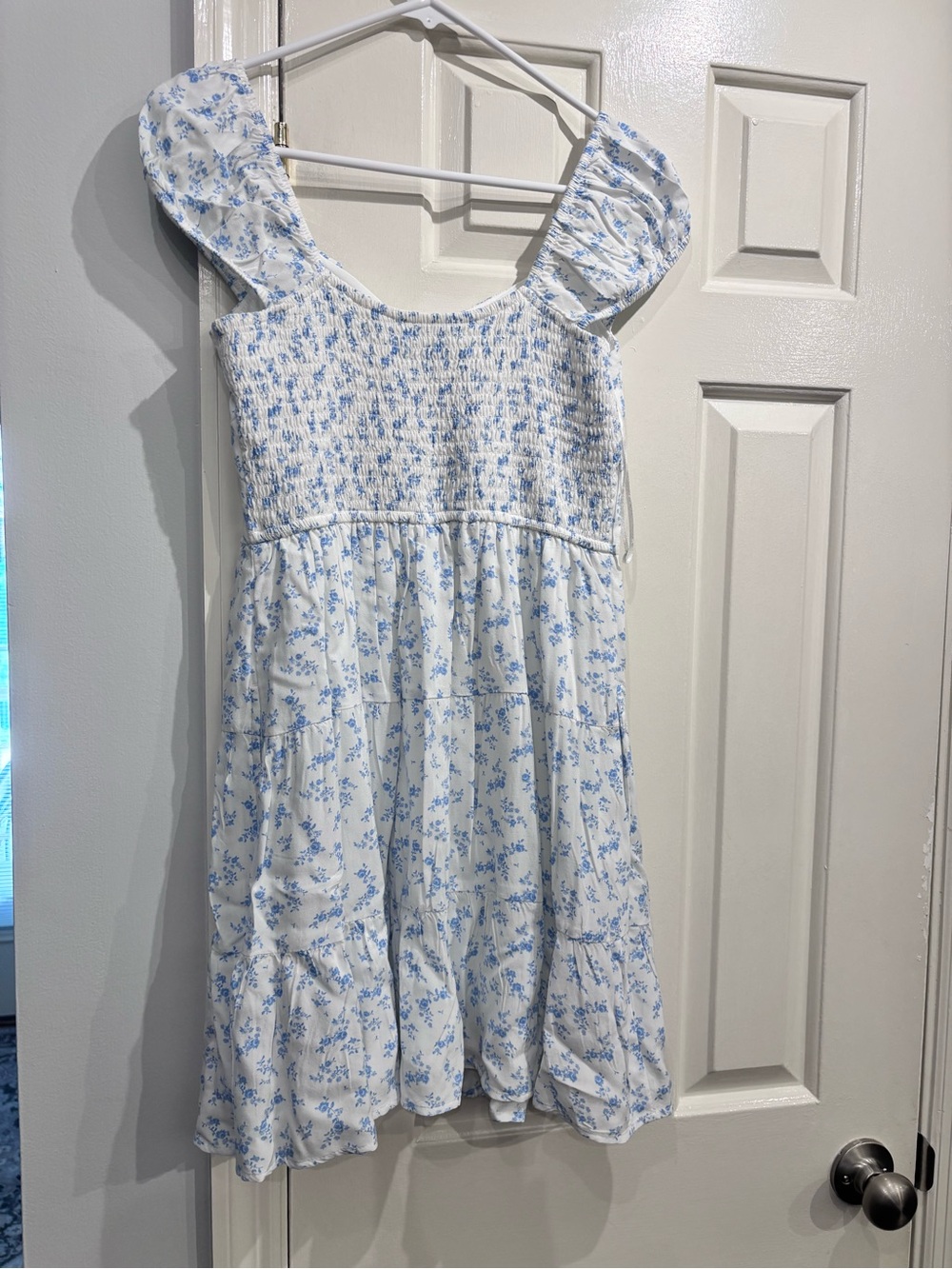 Blue Floral Smocked Dress